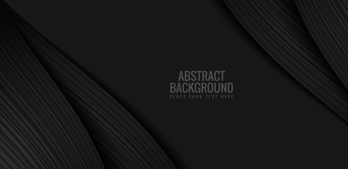 Wall Mural - Dark black abstract wave design background