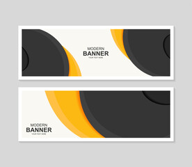 Wall Mural - Black and yellow abstract wave Banner design