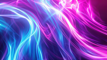 Poster - Colorful abstract light trails in blue and pink hues, creating dynamic and vibrant background. flowing patterns evoke sense of energy and movement