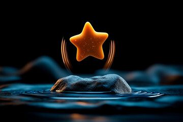Wall Mural - Luminous Star Above Dark Rock in Water