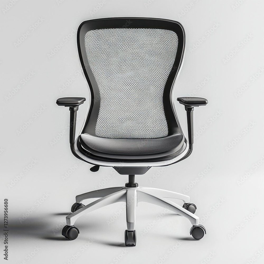 Chair Bw A modern black and white office chair with mesh back support, designed ...