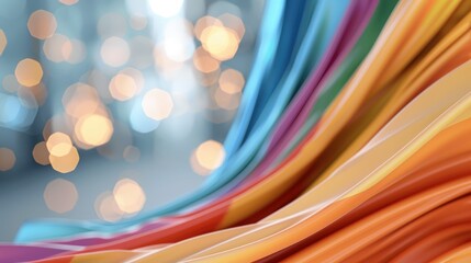 Wall Mural - colorful abstract wave of fabric with soft focus and bokeh background for vibrant visuals and creati