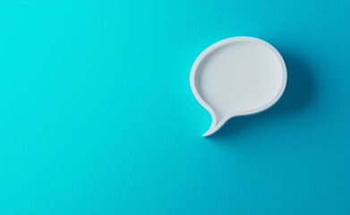 3d blank Chat message speech icon. social media online message box concept. isolated on blue background 