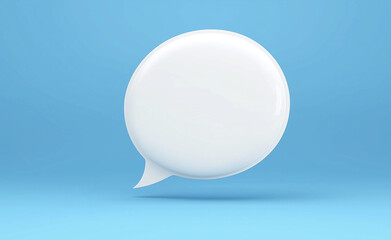 3d blank chat message speech icon. social media online message box concept. isolated on blue backgro