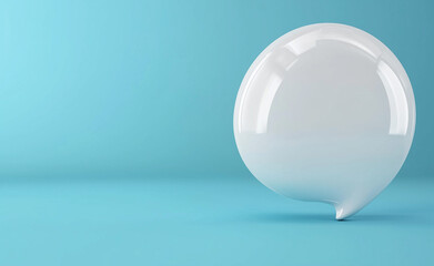 3d blank chat message speech icon. social media online message box concept. isolated on blue backgro
