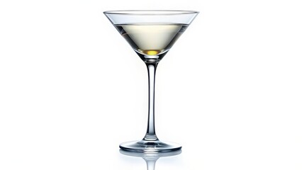 Wall Mural - Martini Glass with Pale Yellow Liquid on White Background