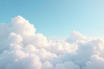 Wall Mural - Soft and fluffy white clouds blanket the pale blue sky, soft, cloud