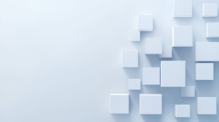 Wall Mural - random shifted white cube boxes block the background wallpaper banner. abstract 3d square white tech