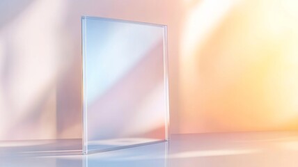Wall Mural - Minimalist transparent glass panel with soft solar reflections for modern design concepts