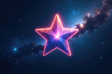 Wall Mural - star with a blue ribbon that glows softly in the darkness, cosmos, glowing