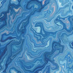Poster - Seamless blue liquid marble background with wavy texture. Iridescent glasses effect. Abstract backdrop with silver holographic metallic foil, prism reflections. Decorative design for wallpaper,