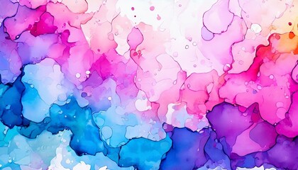 Poster - A colorful painting with blue, pink, and purple colors