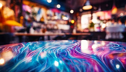 Poster - A table with a blue and purple swirl pattern