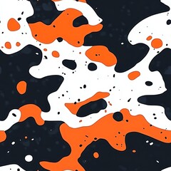 Wall Mural - Abstract  orange and black camouflage print seamless pattern background
