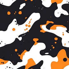 Wall Mural - Abstract  orange and black camouflage print seamless pattern background