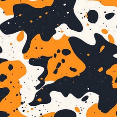 Wall Mural - Abstract  orange and black camouflage print seamless pattern background
