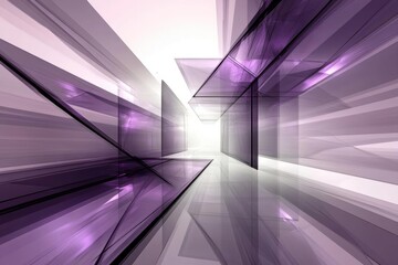 Sticker - Abstract Purple Glass Corridor Creates Modern Architectural Design with Futuristic Themes