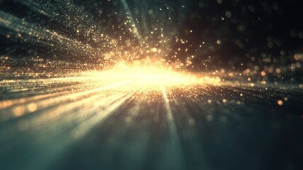 Canvas Print - glowing abstract light rays and particles in dynamic motion