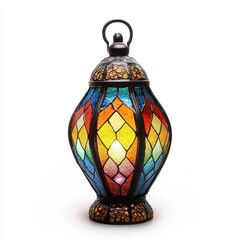 Wall Mural - Colorful Stained Glass Mosaic Lantern with Metal Frame