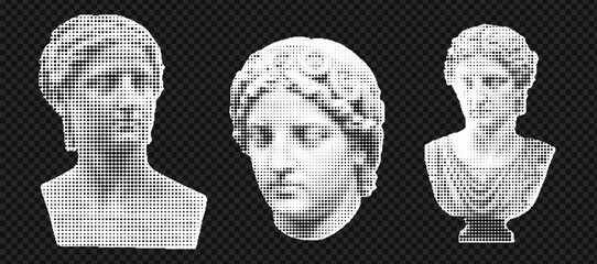 Wall Mural - set of hands gestures at the popart style and halftone effect on the transparent grid background. tr