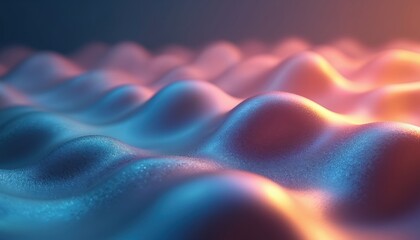 Aufkleber - 3D abstract background. Smooth blue waves with orange glow effect. Soft shiny texture pattern for elegant wallpaper, presentation template, modern graphic design elements.