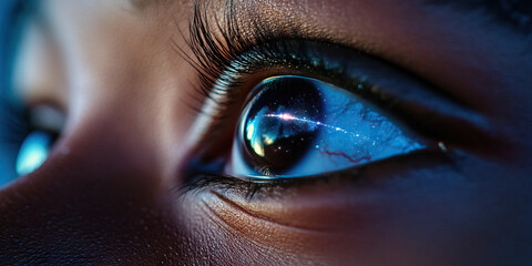 Wall Mural - Close-up of Eye with Galaxy Reflection