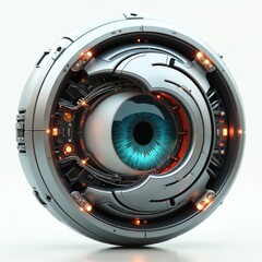 Leinwandbilder - Illustration of robotic eye with metallic details, glowing circuitry. Represents intersection of technology, biology, high tech vision system. Futuristic vision, machine vision, artificial