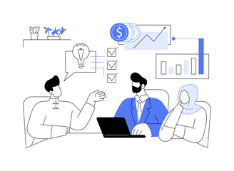 Wall Mural - brainstorming with creative team isolated cartoon vector illustrations.