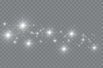Poster - Glowing light effect with many glitter particles isolated on transparent background. Vector starry cloud with dust. Magic christmas decoration	