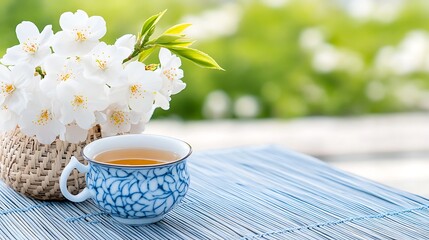 Wall Mural - Tea and flowers relaxation