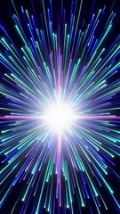 Wall Mural - radiant burst of colorful light trails in cosmic motion