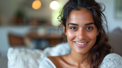 Canvas Print - Woman smiling at camera.