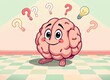 © kengkreingkrai - an image of a cartoon brain with question marks on its face, there is a cartoon brain with question marks on it