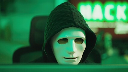hacker in action: unveiling online vulnerabilities.remote view of a determined hacker breaking into 