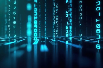 Wall Mural - a captivating visualization of digital data flow in a futuristic environment with streams of binary 