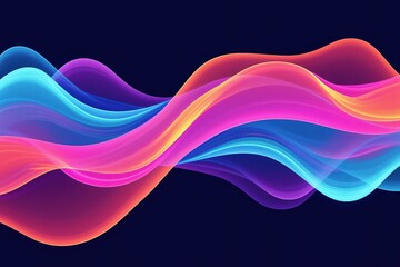 Wall Mural - vibrant abstract wave patterns in pink and blue against a dark background creating a fluid visual ex