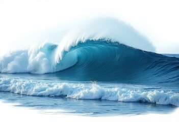 Aufkleber - Ocean water surface with large blue wave. Isolated cutout on transparent alpha background. Liquid aqua nature element. Sea tide motion with ripple splash and clean blue water.