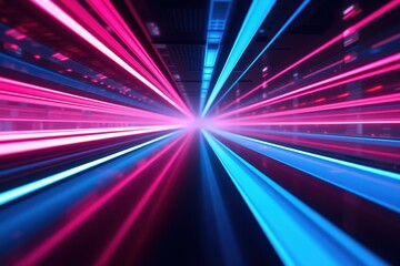 Wall Mural - a vivid showcase of neon light beams creating a dynamic and futuristic atmosphere in a high-tech env