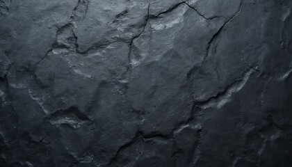 Aufkleber - Dark grey, black slate background, stone texture. Rough fractured rock surface with detailed natural pattern. Blank slate tile, ideal for abstract backgrounds or minimalist design mockups.