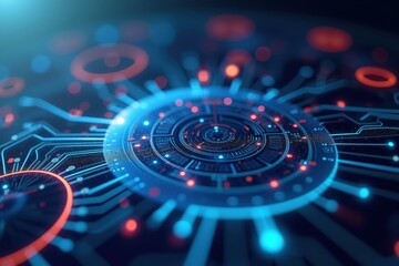 Wall Mural - intricate digital circuit design highlighting modern technology and connectivity with vibrant blue a