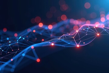 Wall Mural - abstract representation of digital connectivity through a colorful network of brightly lit nodes and