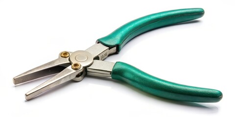 Wall Mural - Green-handled pliers on white background