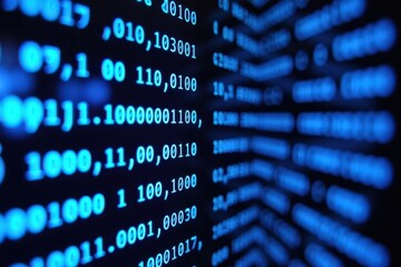 Wall Mural - abstract digital code in vibrant blue: a visual representation of data, technology, and modern compu