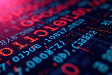 Wall Mural - a dynamic visualization of binary code in a futuristic digital environment, showcasing the interplay