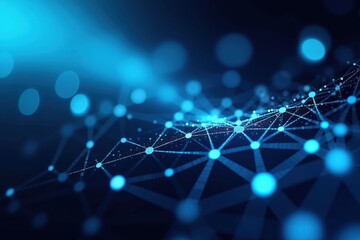 Wall Mural - a high-tech visualization of complex data networks illuminated by vibrant blue and turquoise lights,