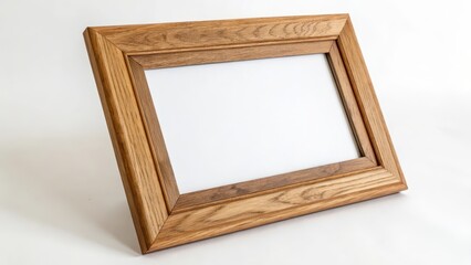 Wall Mural - Wooden Picture Frame on White Background