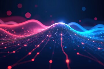 Wall Mural - a vibrant display of digital waves in dynamic colors representing technology and motion in an abstra