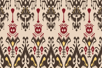 Wall Mural - Ikat embroidery with an ethnic oriental pattern and traditional Aztec geometric art ornament. Designed for carpets, covers, wallpapers, wrapping paper, fabric, and clothing.