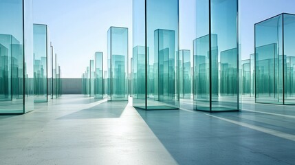 Wall Mural - modern glass structure installation.