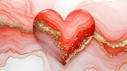 Gorgeous Heart - shaped Pattern with Iridescent Colors and Gold Accents. A heart - shaped pattern features rich colors, combining shades like light purple and red - pink. 